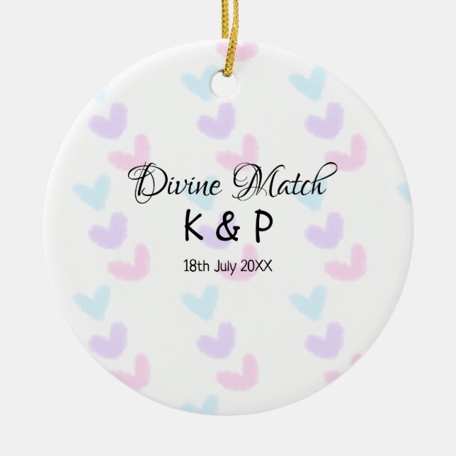 Divine match add par namn brev mönster julgransprydnad keramik (Framsidan)