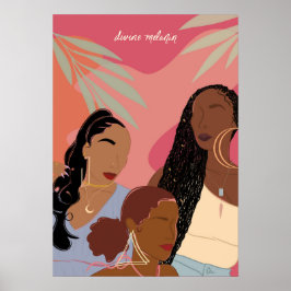 Divine Melanin Hand-Drawn Black Women Illustration Poster