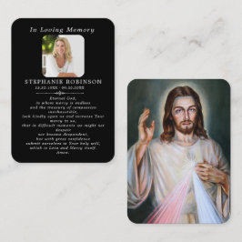 Divine Mercy Catholic Funeral Black Prayer Card Visitkort