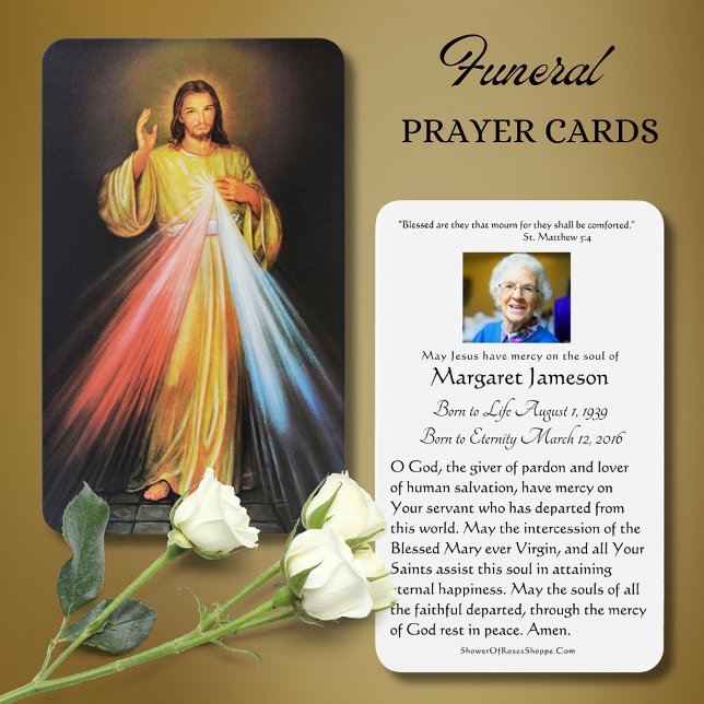Divine Mercy Catholic Funeral Memorial Heliga Card Visitkort (Skapare uppladdad)