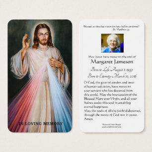 Divine Mercy Catholic Heliga Memorial Card - Visitkort