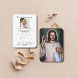 Divine Mercy Catholic Jesus Funeral Prayer Card Visitkort
