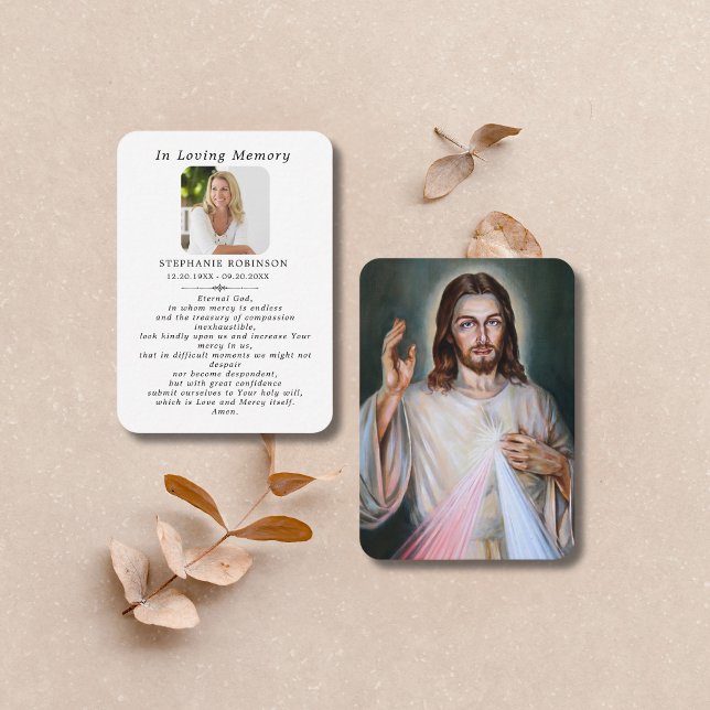 Divine Mercy Catholic Jesus Funeral Prayer Card Visitkort (Skapare uppladdad)