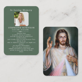 Divine Mercy Catholic Sage Green Prayer Card Visitkort