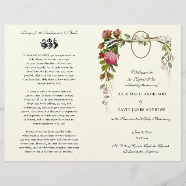 Divine Mercy Catholique Mass Bröllopsprogram (Framsida)