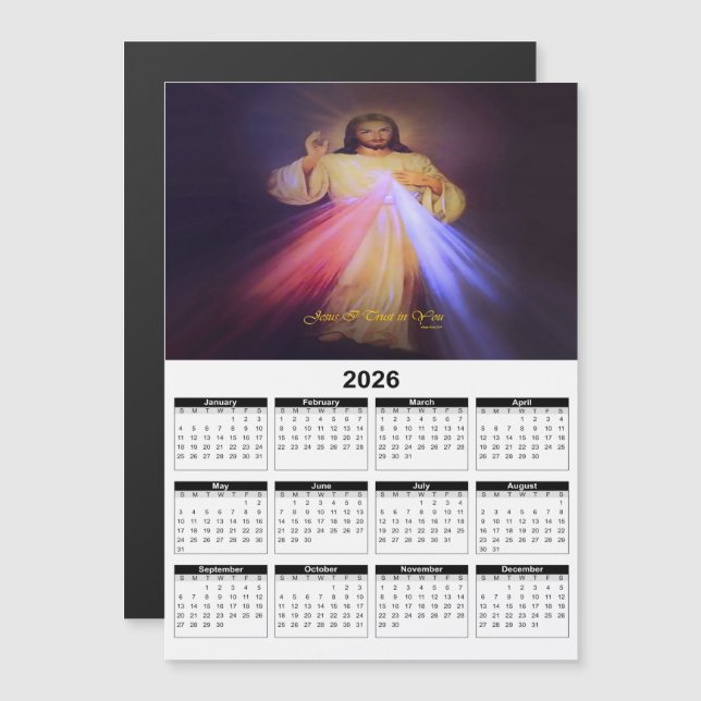 Divine Mercy Guld 2026 Årlig Kalender (Fram/baksida)