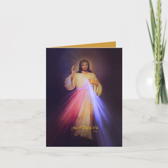 Divine Mercy Guld med Chaplet Prayer Tack Kort (Framsida)