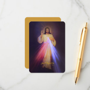 Divine Mercy Guld med Chaplet Prayer Tilläggskort