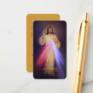 Divine Mercy Guld med Chaplet Prayer Tilläggskort