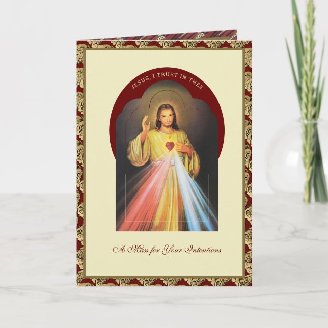 Divine Mercy Helig Heart Mass Offres Kort (Framsida)