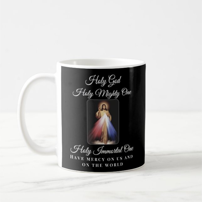 Divine Mercy Heliga God Heliga Mighty One Prayer C Kaffemugg (Vänster)