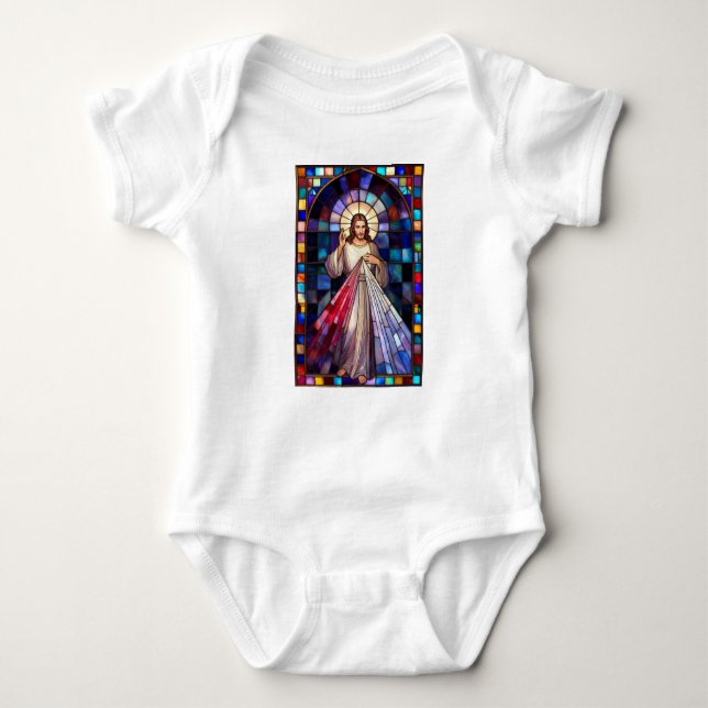 Divine Mercy Jesus Baby Bodysuit T Shirt (Framsida)