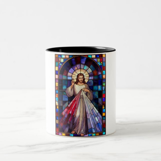 Divine Mercy Jesus Coffee Mug Två-Tonad Mugg (Center)
