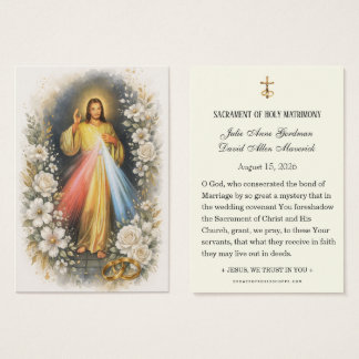 Divine Mercy Jesus Elegant Catholic Wedding Prayer Visitkort