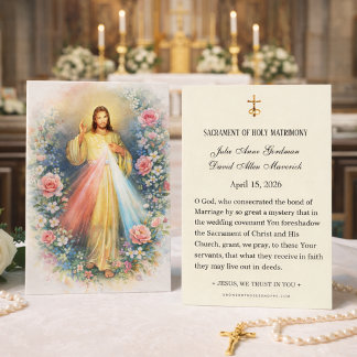 Divine Mercy Jesus Elegant Catholic Wedding Prayer Visitkort