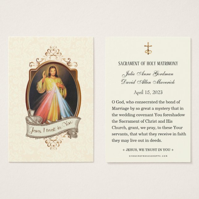Divine Mercy Jesus Elegant Catholique Bröllop Pray Visitkort (Framsida & baksida)