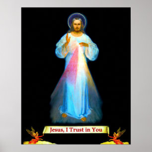 Divine Mercy Jesus Faustina och Änglar Poster