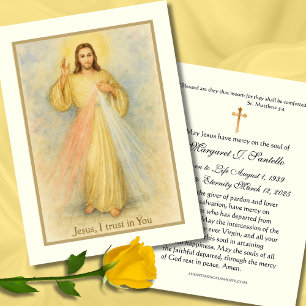 Divine Mercy Jesus Funeral Memorial Prayer Visitkort