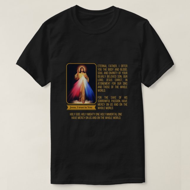 Divine Mercy Jesus Image Chaplet Novena Prayer Cat T Shirt (Design framsida)