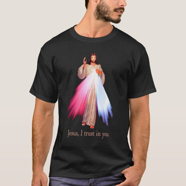 Divine Mercy Jesus jag litar på dig T Shirt (Framsida)
