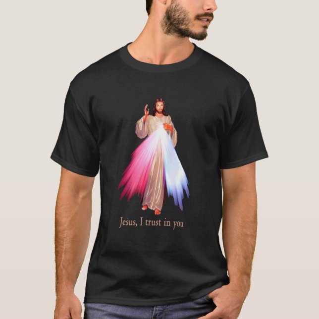 Divine Mercy Jesus jag litar på dig T Shirt (Framsida)