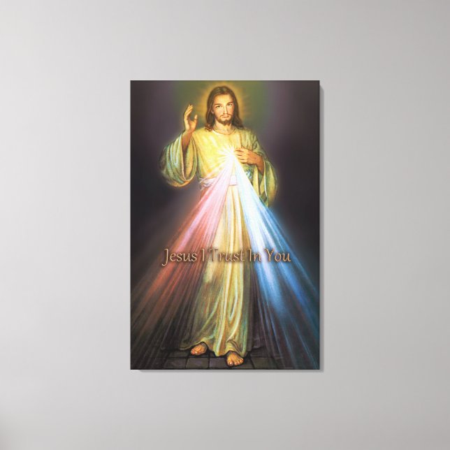 Divine Mercy Jesus, jag litar på din devalverande  Canvastryck (Framsida)