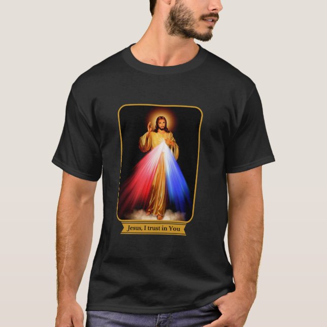 Divine Mercy Jesus jag litar på er katolik T Shirt (Framsida)