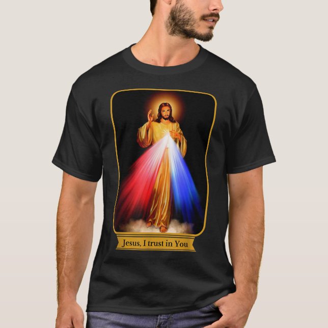 Divine Mercy Jesus jag litar på er katolik T Shirt (Framsida)