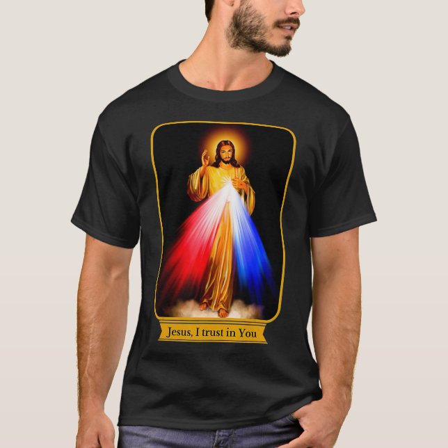 Divine Mercy Jesus jag litar på er katolik T Shirt (Framsida)