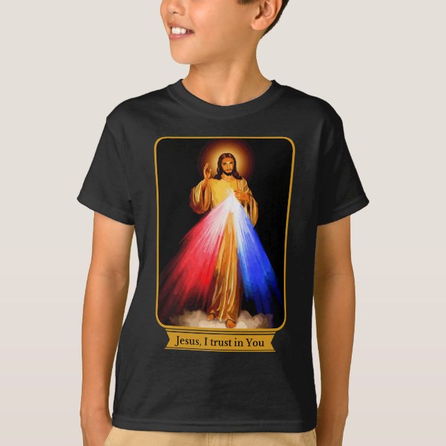 Divine Mercy Jesus jag litar på er katolik T Shirt (Framsida)