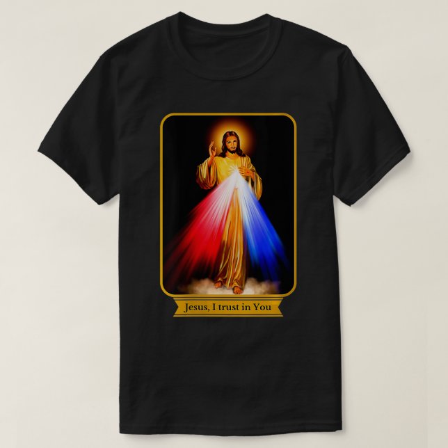 Divine Mercy Jesus jag litar på er katolska. T Shirt (Design framsida)