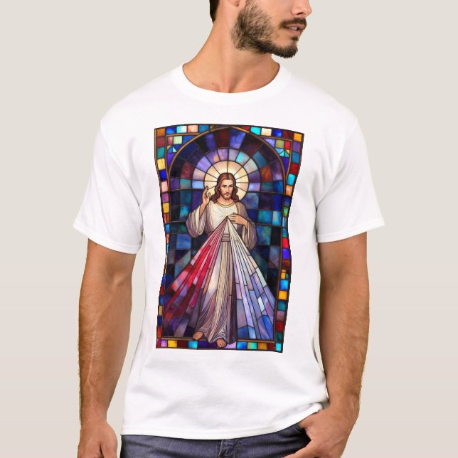 Divine Mercy Jesus Men's Tee Shirt (Framsida)