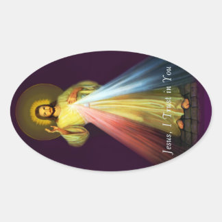 Divine Mercy Jesus Oval Stickers Ovalt Klistermärke