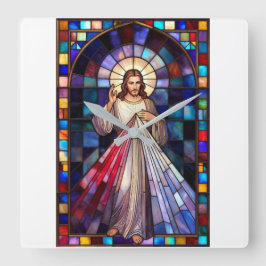 Divine Mercy Jesus Wall Clock Fyrkantig Klocka