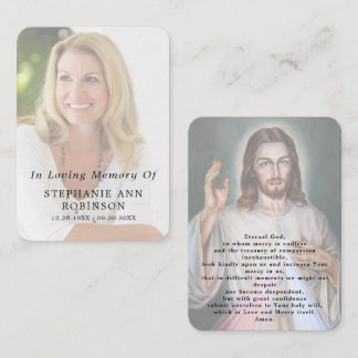 Divine Mercy katolsk Jesus begravning bönkort Visitkort