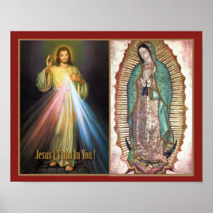 Divine Mercy och Dam i Guadalupe Devotional Poster