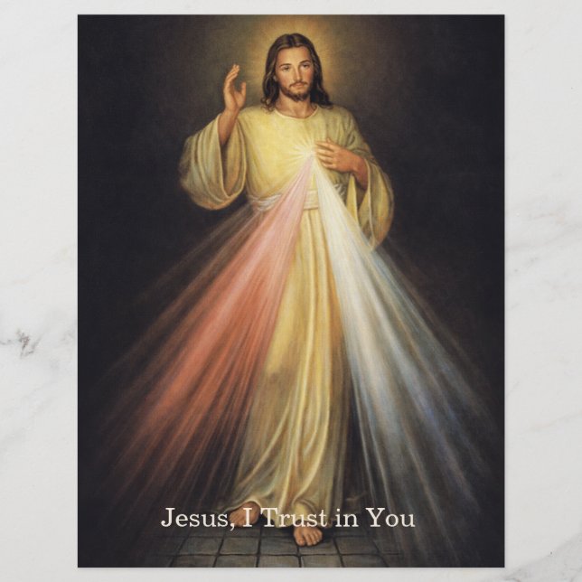 Divine Mercy of Jesus Chaplet Prayer Religious Brevhuvud (Framsida)
