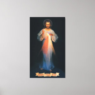 Divine Mercy, St. Faustina, Jesus jag litar på di Canvastryck