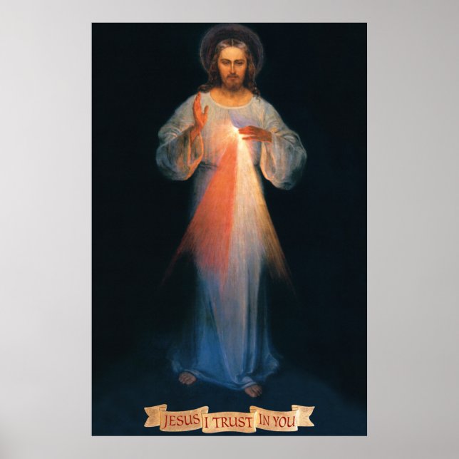Divine Mercy, St. Faustina, Jesus jag litar på dig Poster (Framsidan)