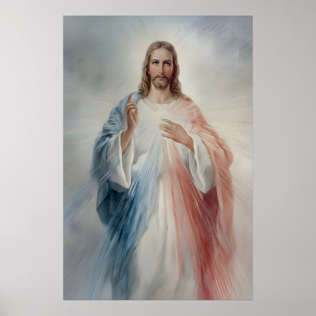 Divine Mercy Tryck Jesus Kristus Heliga Hjärtat (Framsidan)