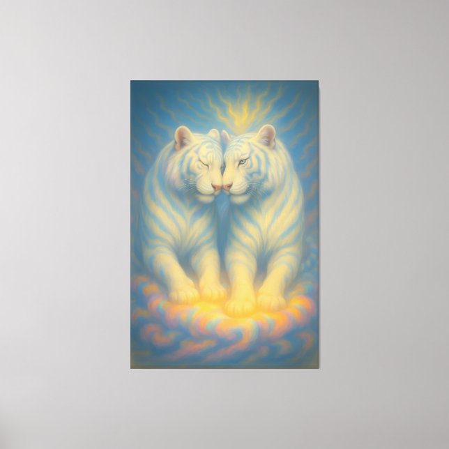 Divine Mirror White Tigers – Celestial Symmetry Ar Canvastryck (Framsida)