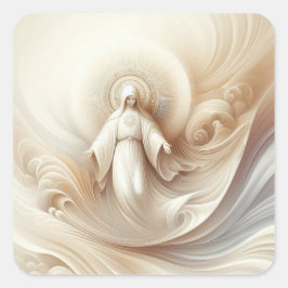 Divine Mor Blessing Amidst Soft White Tones Fyrkantigt Klistermärke