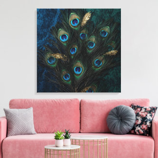 Divine Peacock Feathers Wall Art | Boho Spiritual  Canvastryck