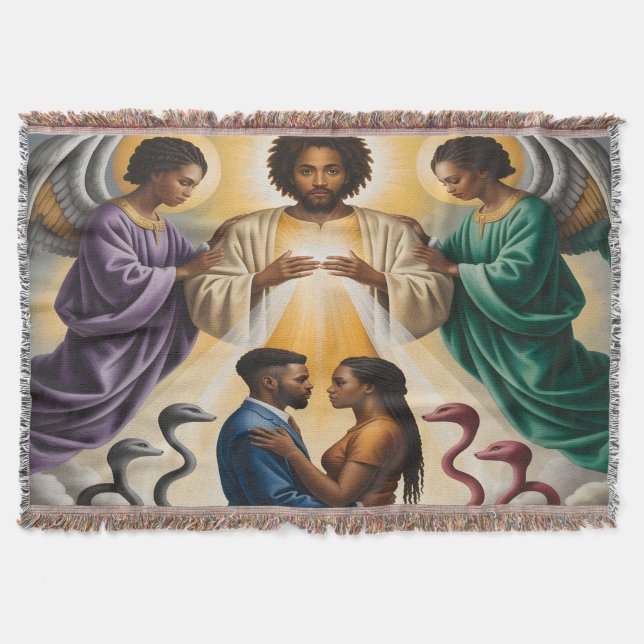 Divine Protection Black Couple Blanket Filt (Framsidan)
