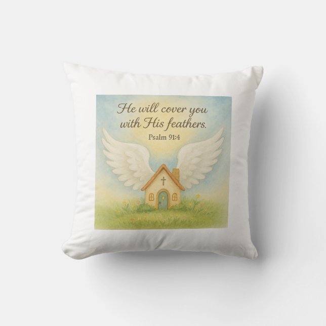 Divine Protection - Psalm 91:4 Kudde (Framsida)