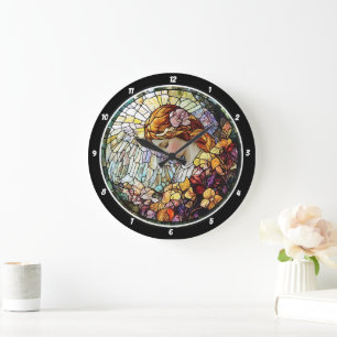 Divine Radiance Stached Glass Angel Wall Stor Klocka