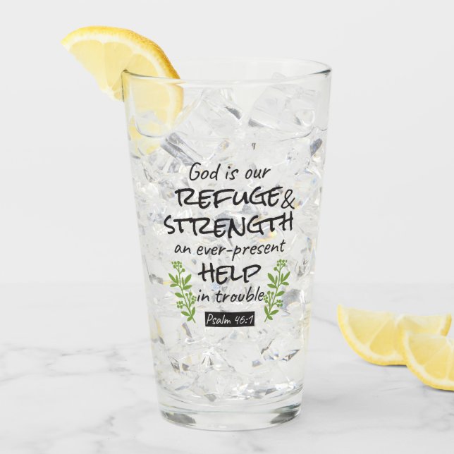 Divine Refuge - Psalm 46:1 för Andlig Comfort a Glaskopp (Framsida Ice)