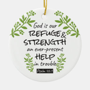 Divine Refuge - Psalm 46:1 för Andlig Comfort a Julgransprydnad Keramik
