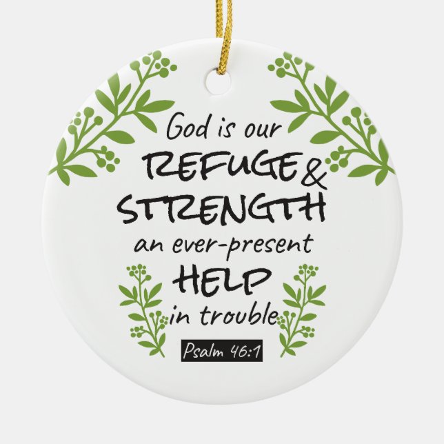 Divine Refuge - Psalm 46:1 för Andlig Comfort a Julgransprydnad Keramik (Framsidan)