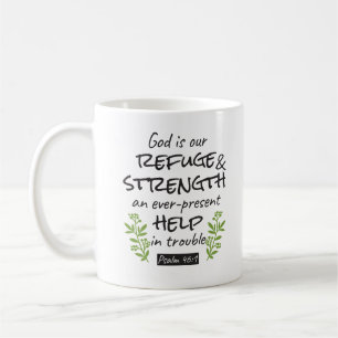 Divine Refuge - Psalm 46:1 för Andlig Comfort a Kaffemugg